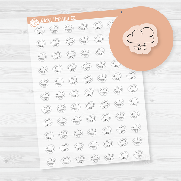 Windy Weather - Micro Icon Planner Stickers | Clear Matte | I-090-BCM