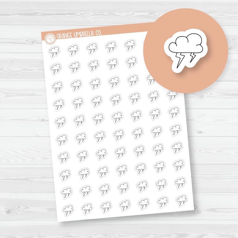 Storms Weather - Micro Icon Planner Stickers | Outline | I-092-B