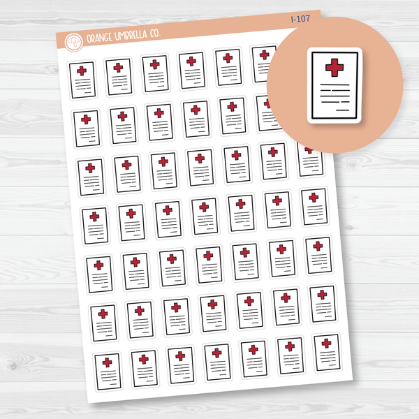 Medical Bill / Chart Icon Planner Stickers | I-107