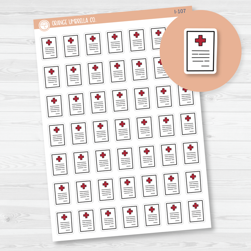 Medical Bill / Chart Icon Planner Stickers | I-107