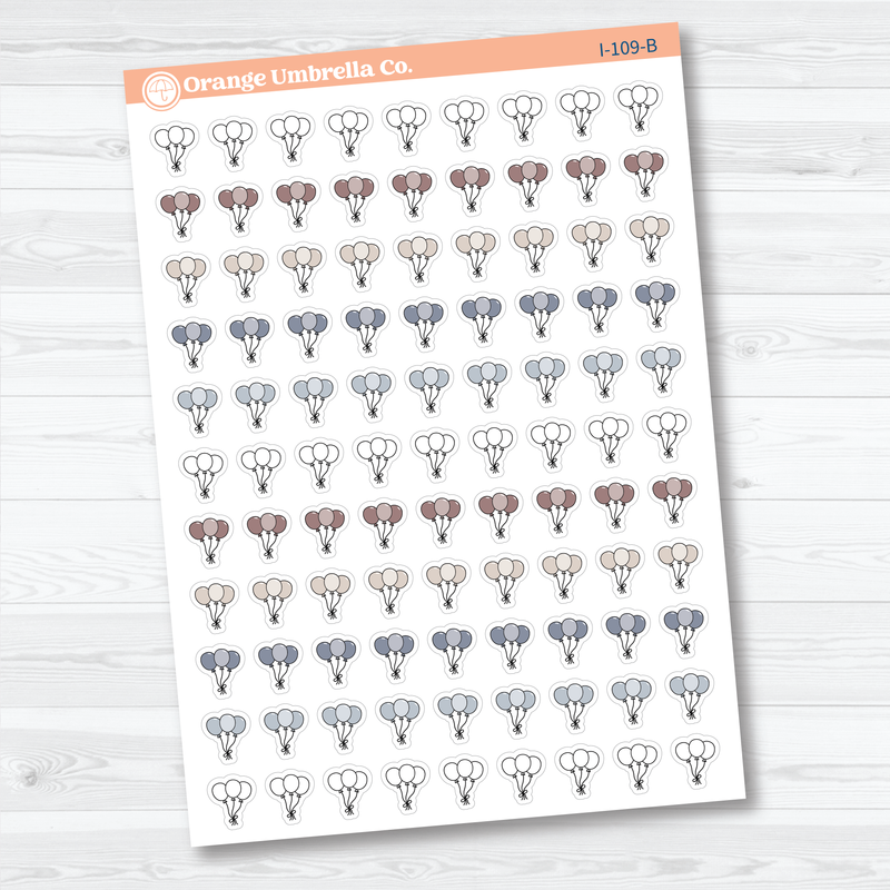 Birthday Celebration Balloon Icon Planner Stickers | Party & Event Planner Stickers | I-109