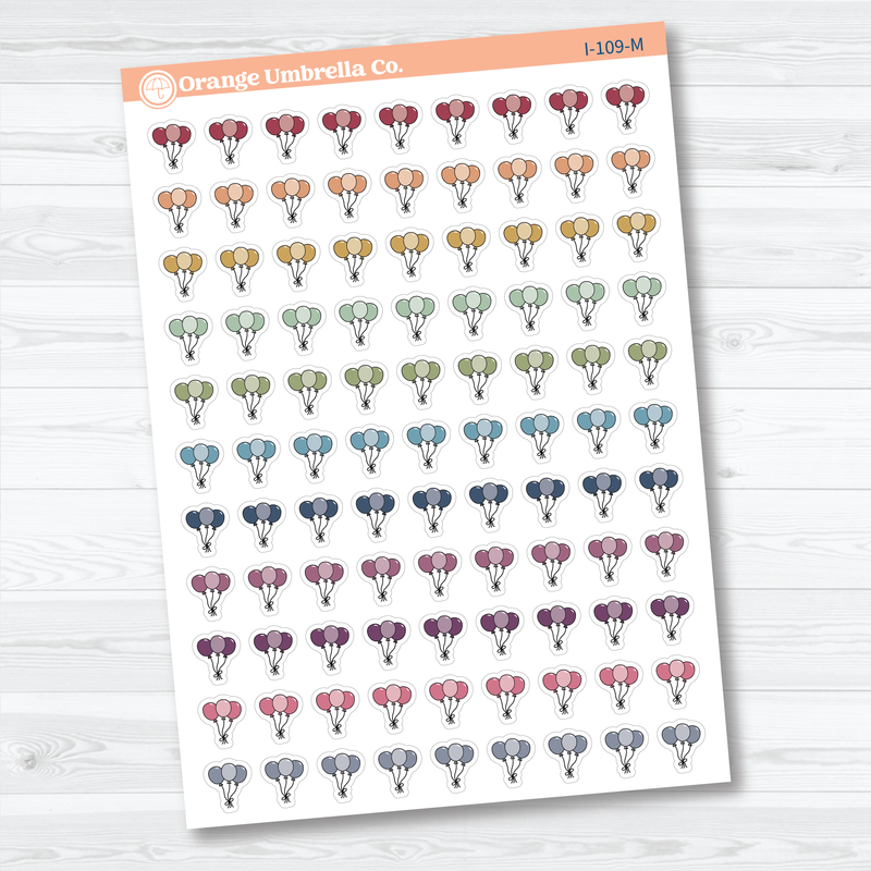 Birthday Celebration Balloon Icon Planner Stickers | Party & Event Planner Stickers | I-109