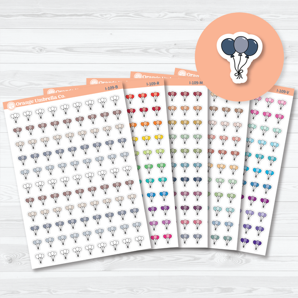 Birthday Celebration Balloon Icon Planner Stickers | Party & Event Planner Stickers | I-109