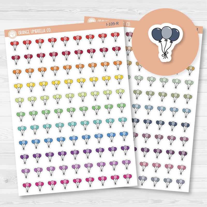 Balloons, Birthday Balloons Icon Planner Stickers | I-109