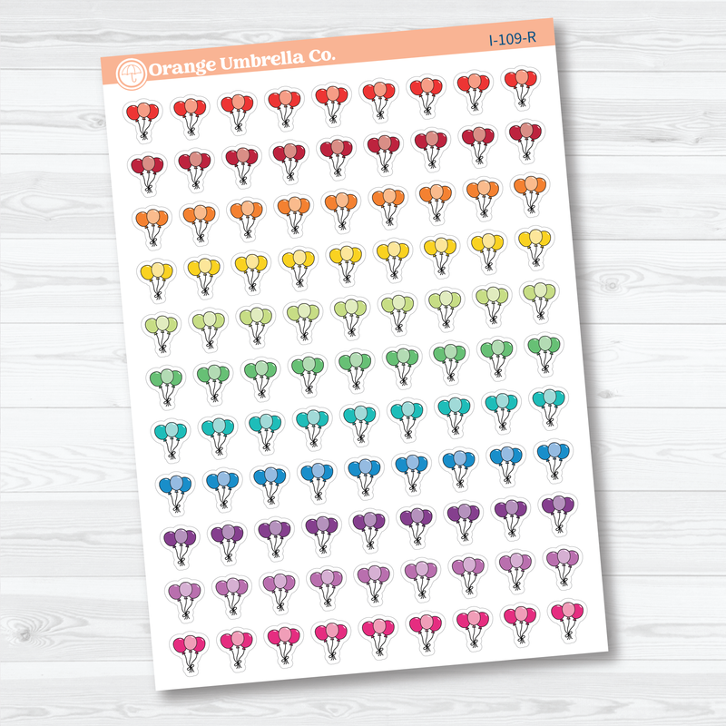Birthday Celebration Balloon Icon Planner Stickers | Party & Event Planner Stickers | I-109