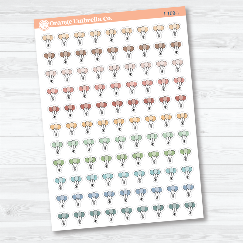 Birthday Celebration Balloon Icon Planner Stickers | Party & Event Planner Stickers | I-109