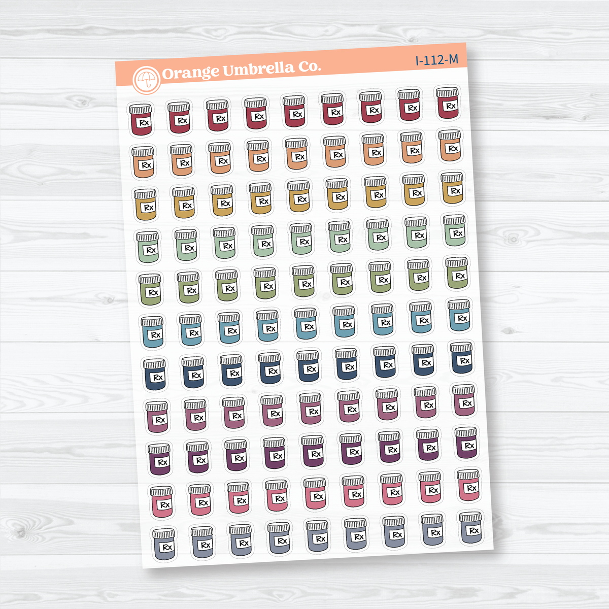 Prescription Bottle Icons | Clear Matte Medication Tracker Planner Stickers | I-112-CM