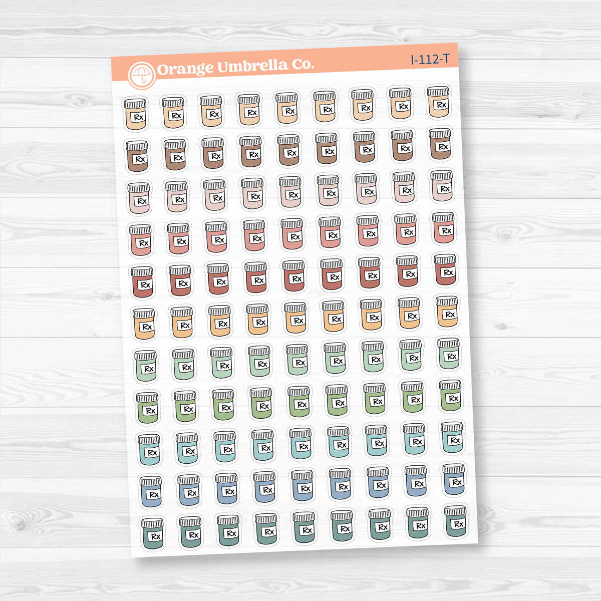Prescription Bottle Icons | Clear Matte Medication Tracker Planner Stickers | I-112-CM