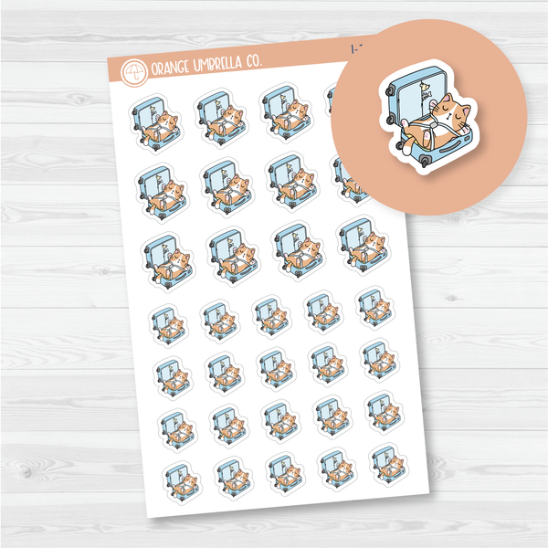 Spazz Cat Vacation/Packing Icon Planner Stickers | I-115
