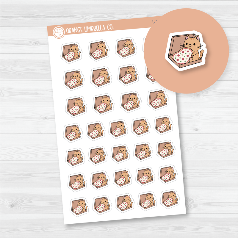 Spazz Cat Pizza Night/Take Out Icon Planner Stickers | I-116