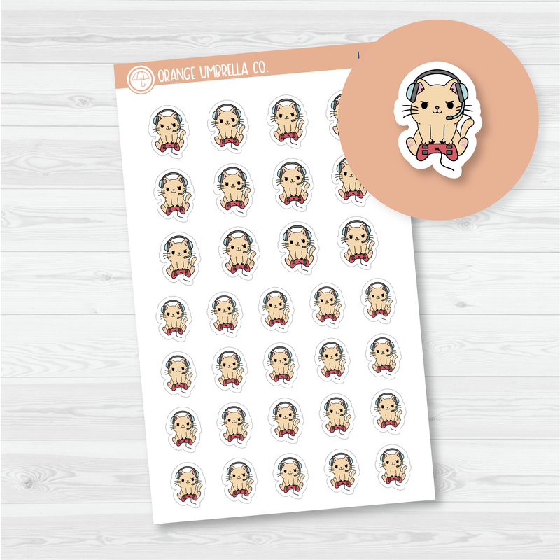 Spazz Cat Gamer/Gaming/Video Icon Planner Stickers | I-117