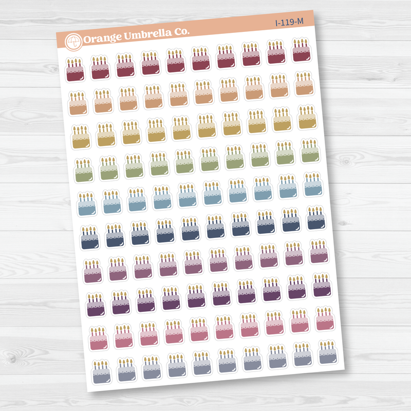 Birthday Cake Icon Planner Stickers | I-119