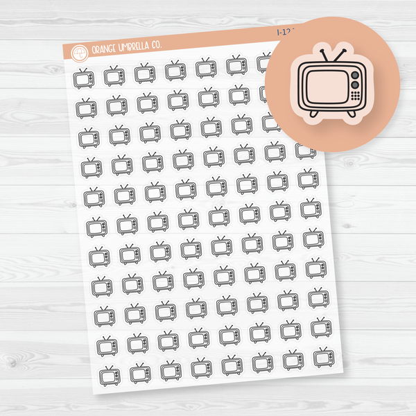 TV Icon / Movie Night Planner Stickers| Clear Matte | I-124-BCM