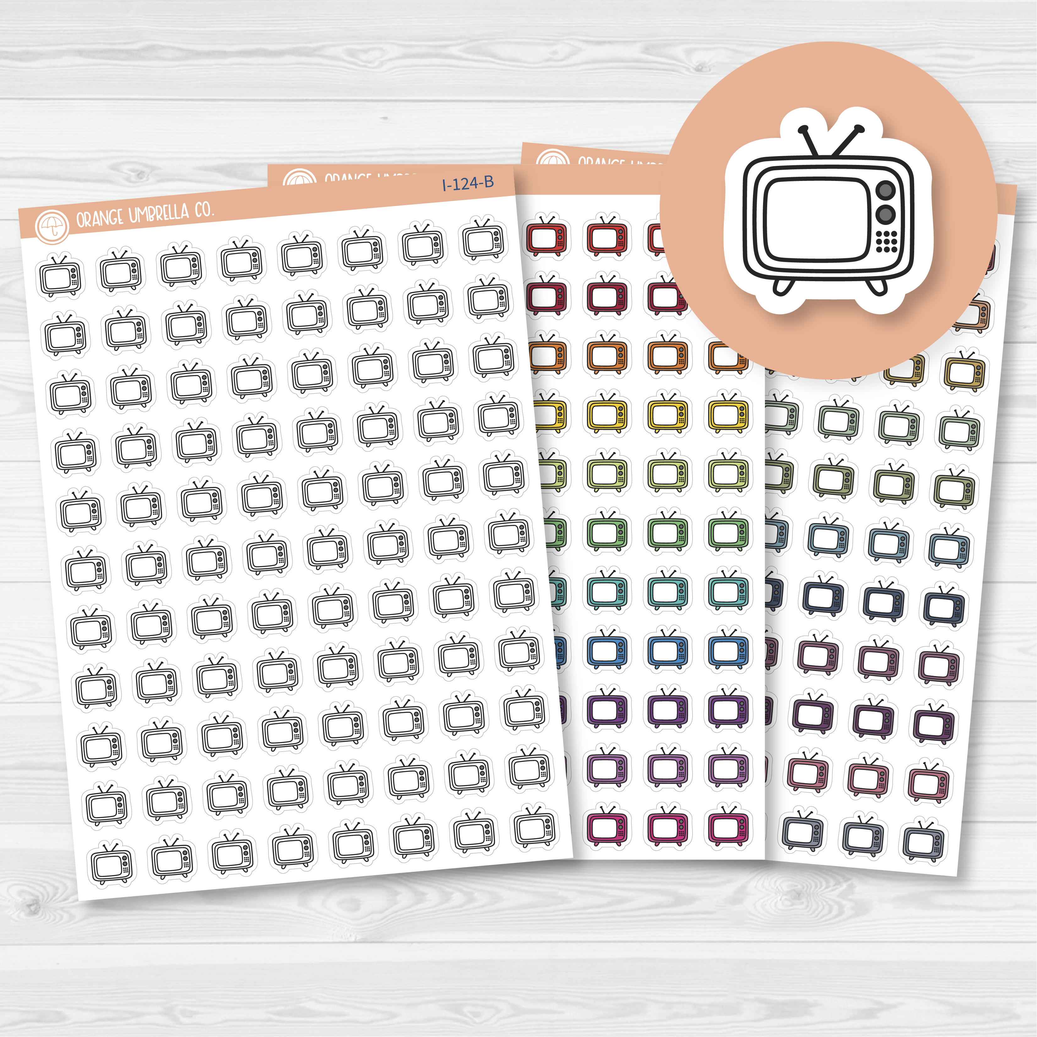 TV Icon / Movie Night Planner Stickers | I-124