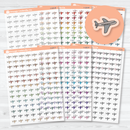 Airplane Icon Planner Stickers | Clear Matte Flight Tracking Travel Labels | I-125-CM