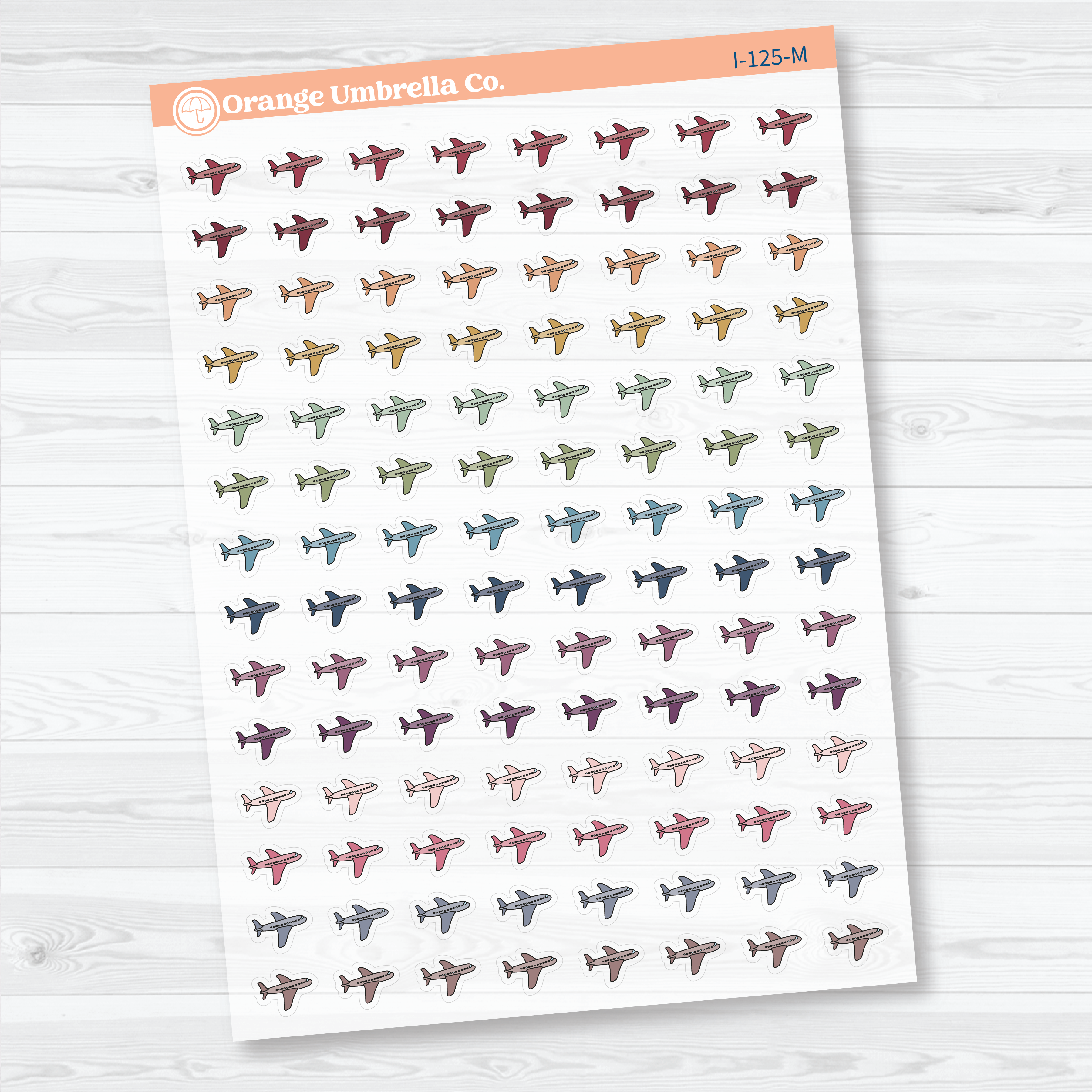 Airplane Icon Planner Stickers | Clear Matte Flight Tracking Travel Labels | I-125-CM