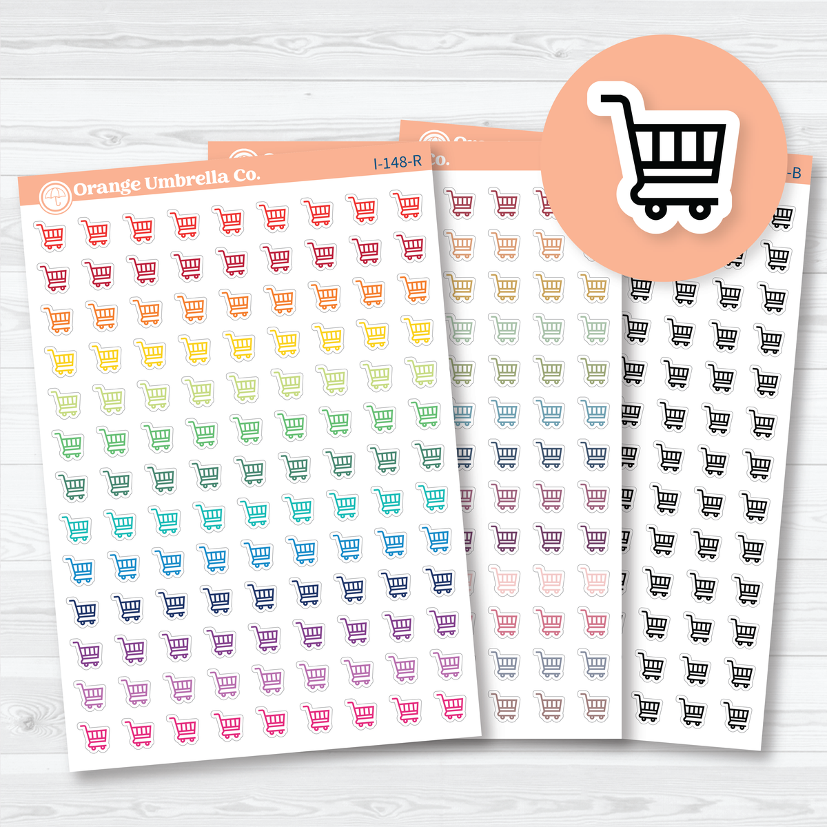 Grocery Cart Icons | Grocery Shopping Planner Stickers | I-148