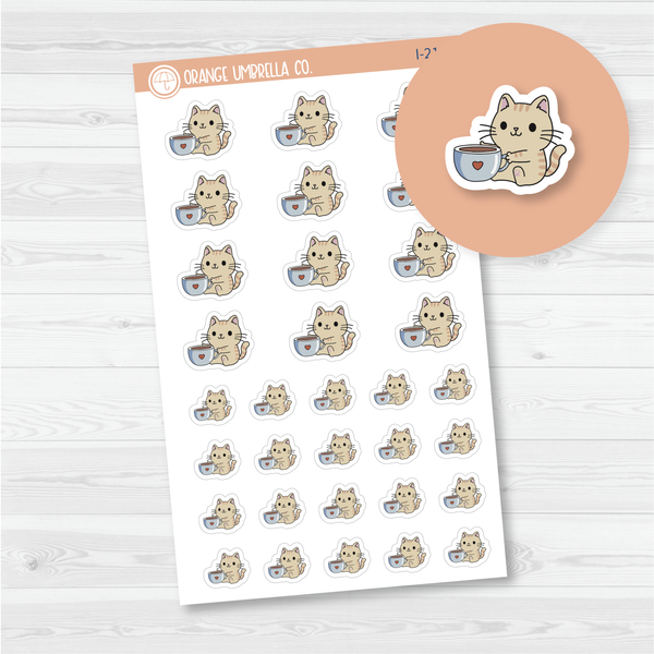 Spazz Cat Coffee Icon Planner Stickers | I-213