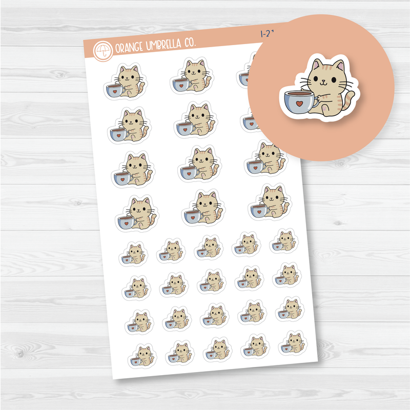 Spazz Cat Coffee Icon Planner Stickers | I-213