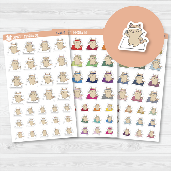 Spazz Cat Yoga Workout Icon Planner Stickers | I-218