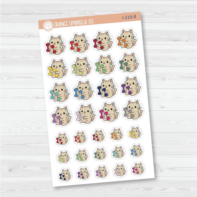 Spazz Cat Weight Workout Icon Planner Stickers | I-219