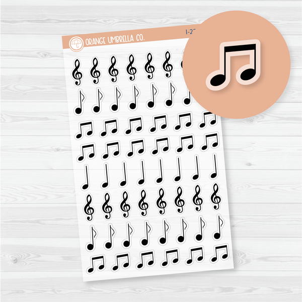 Musical Notes Icon Planner Stickers | Clear Matte | I-221-BCM