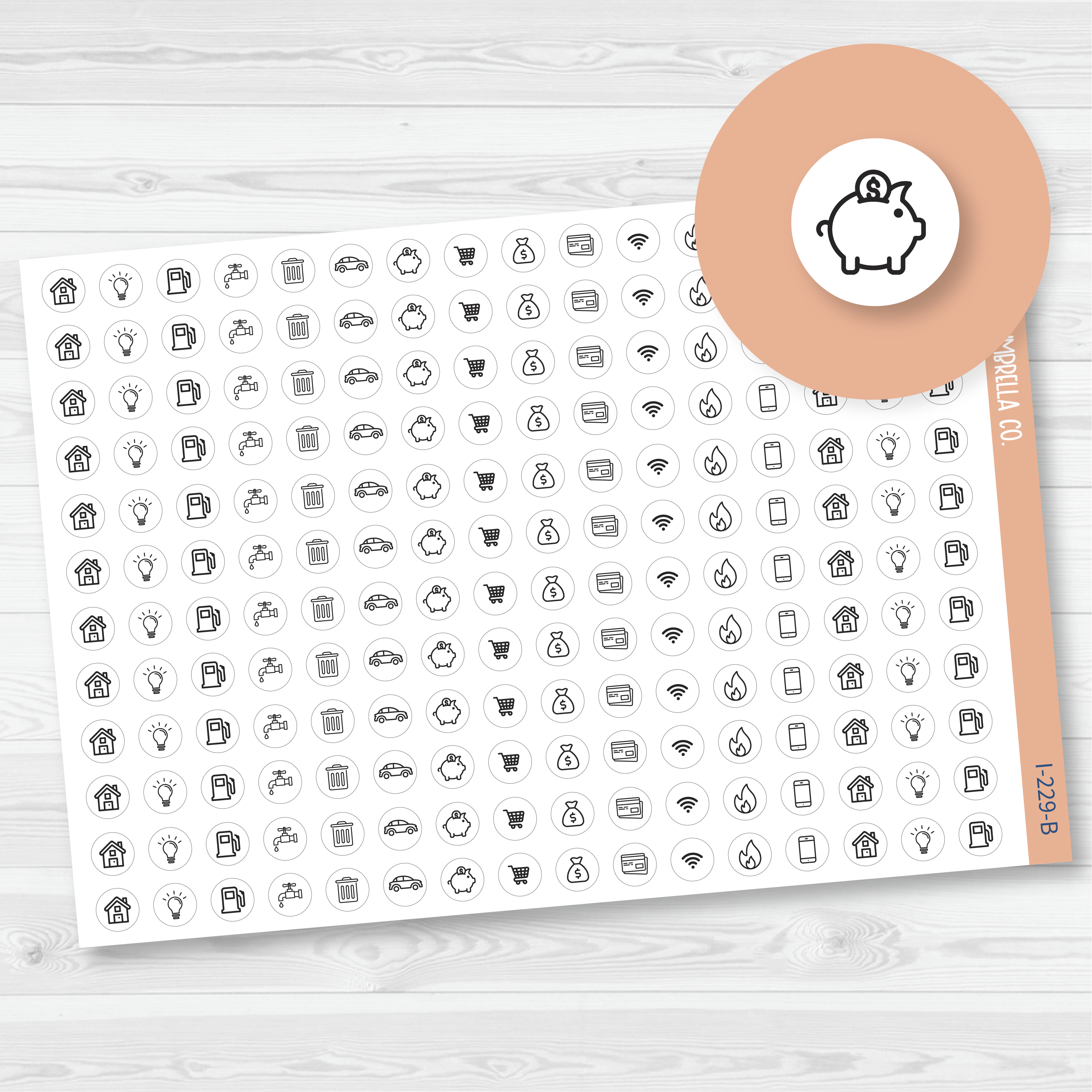 Budgeting Mixed Icon Planner Stickers | I-229-B