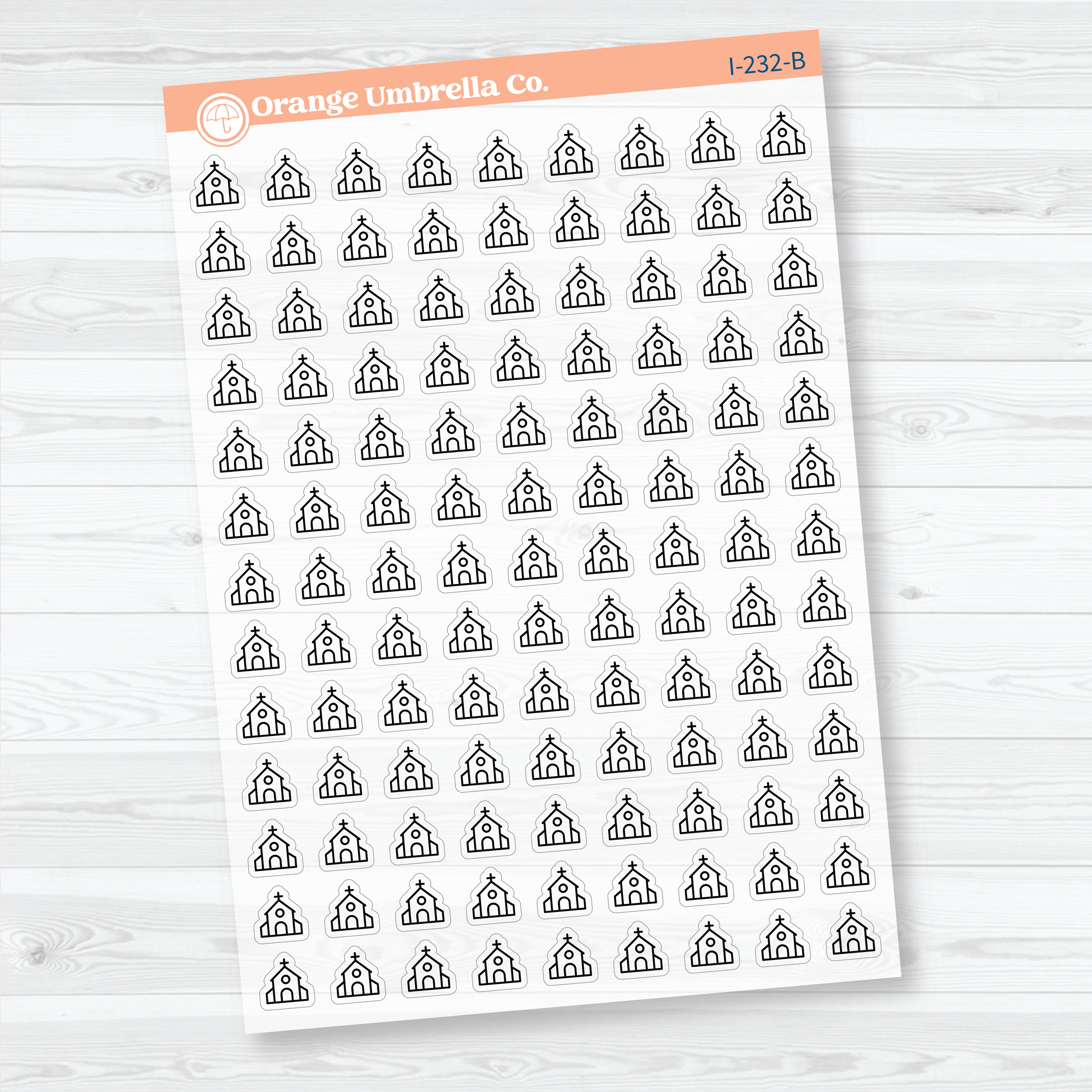 Simple Church Icons | Clear Matte Faith Planner Stickers | I-232-BCM