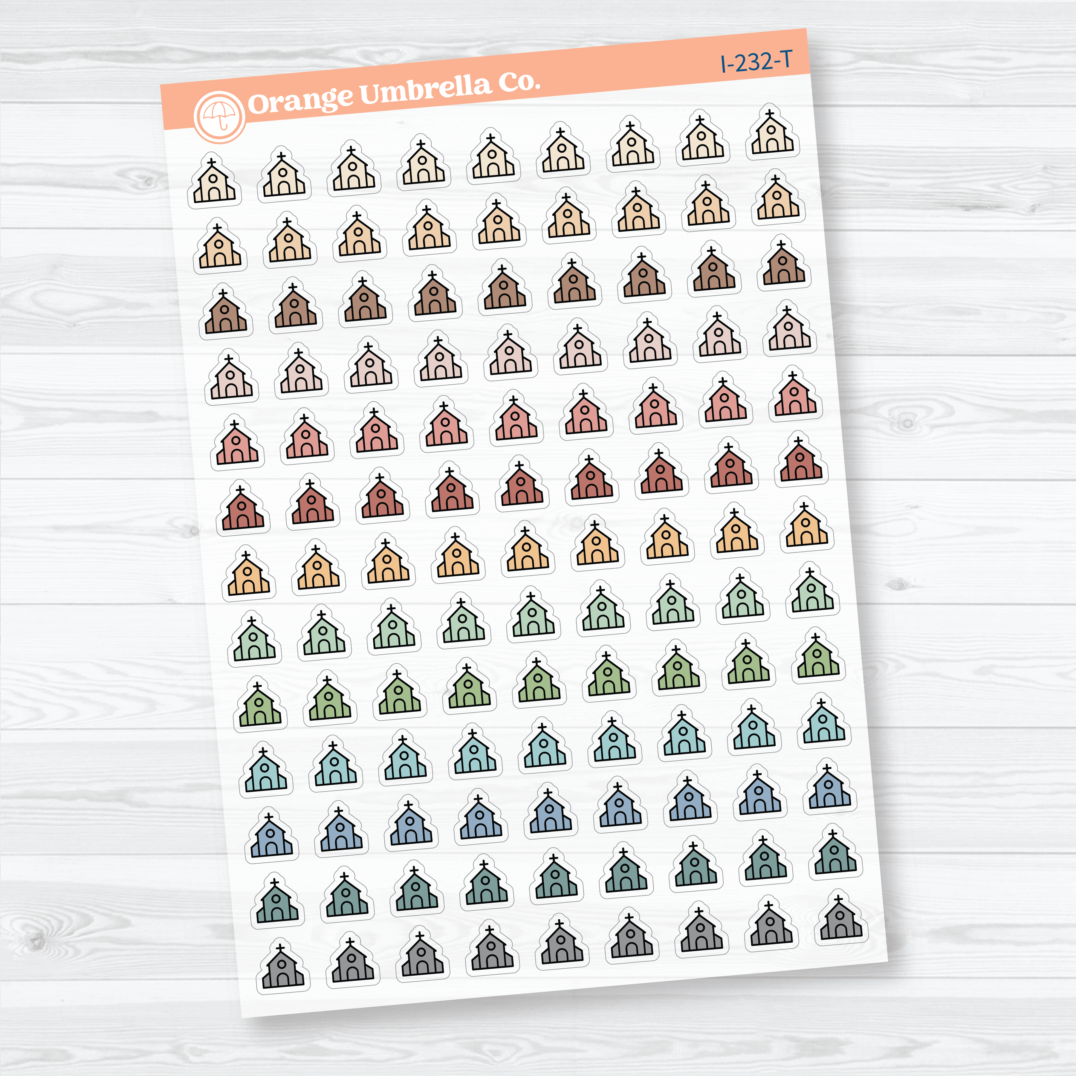 Simple Church Icons | Clear Matte Faith Planner Stickers | I-232-BCM