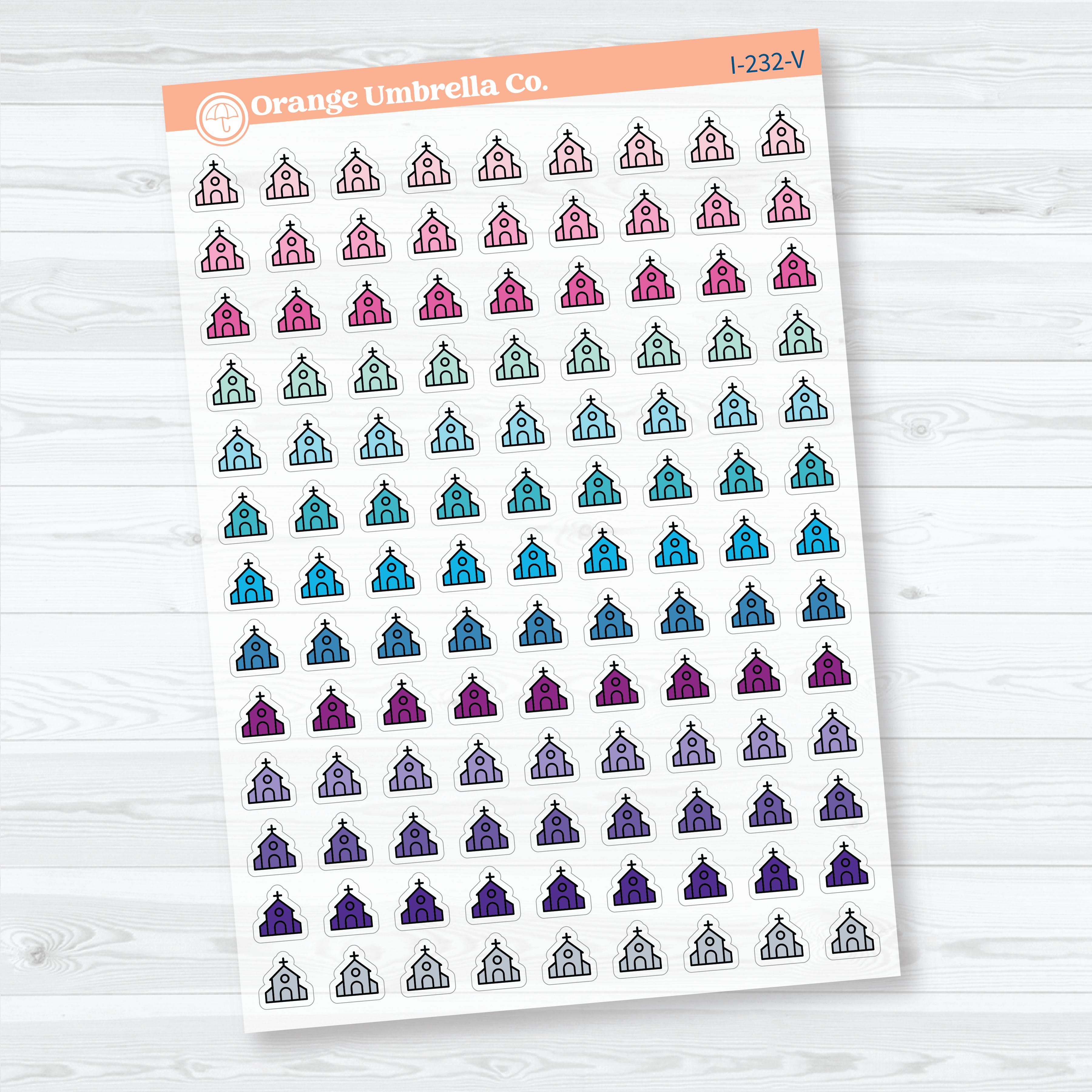 Simple Church Icons | Clear Matte Faith Planner Stickers | I-232-BCM