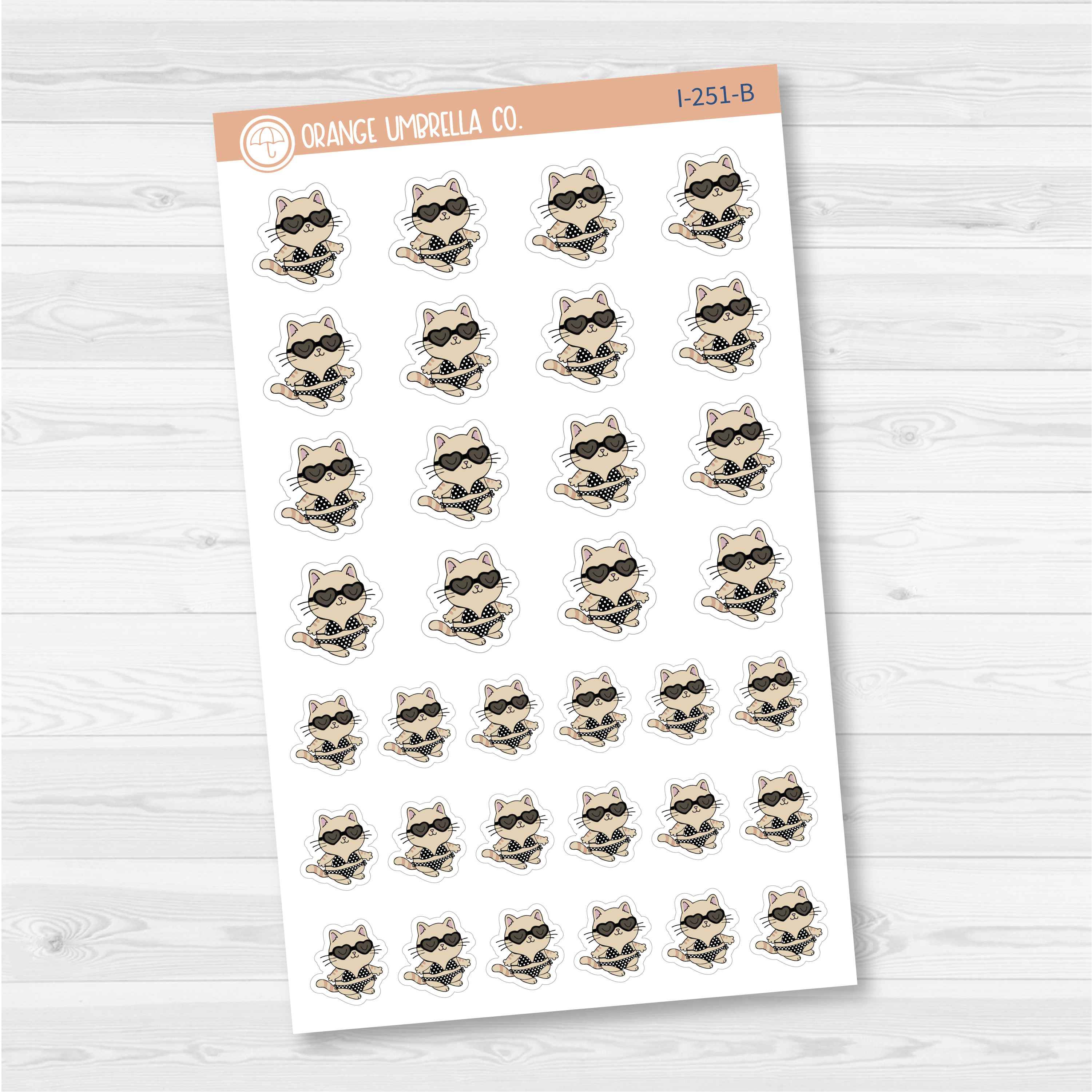 Spazz Cat Bikini Swim Suit Icon Planner Stickers | I-251