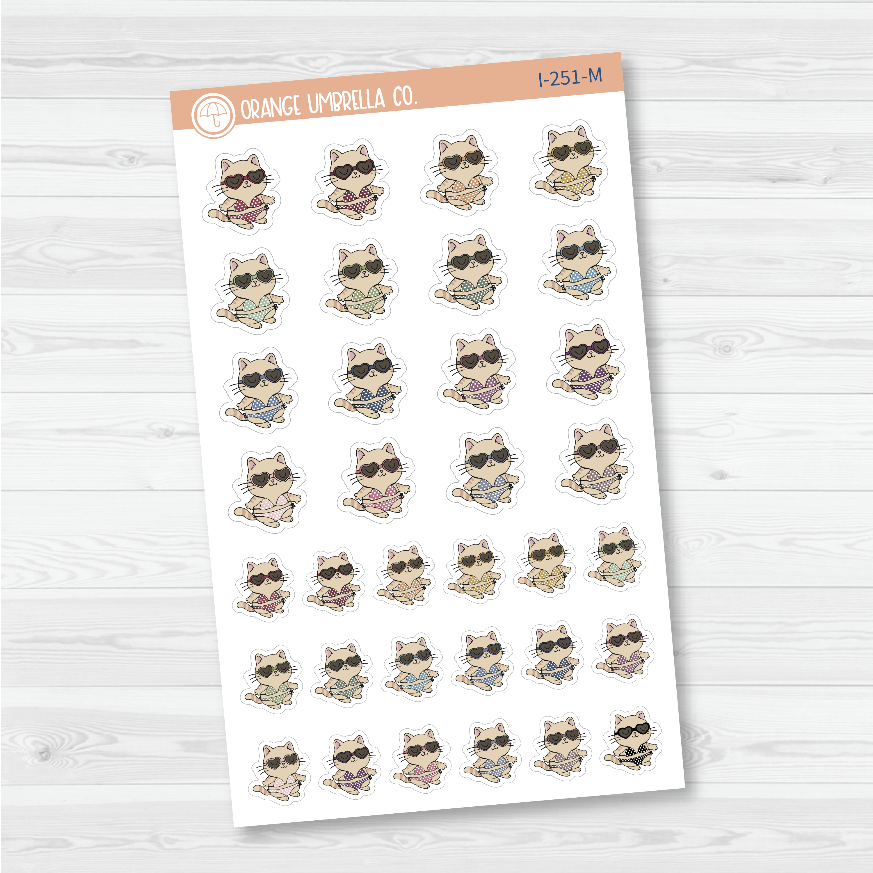 Spazz Cat Bikini Swim Suit Icon Planner Stickers | I-251