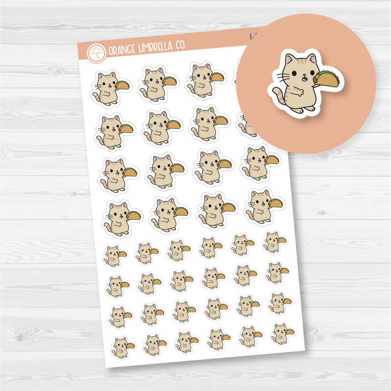 Spazz Cat Eat Tacos Icon Planner Stickers | I-252