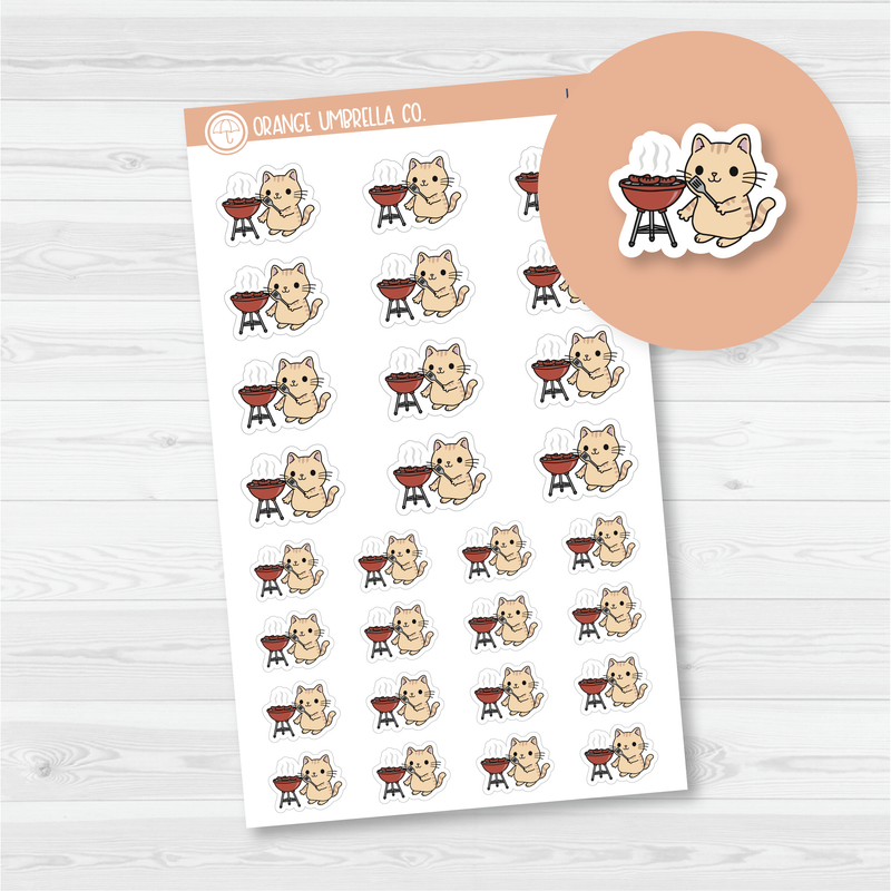 Spazz Cat Grilling/BBQ Icon Planner Stickers | I-254