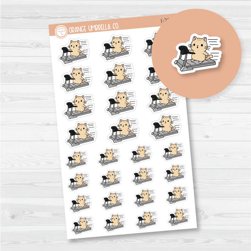 Spazz Cat Running Exercising Workout Icon Planner Stickers | I-255