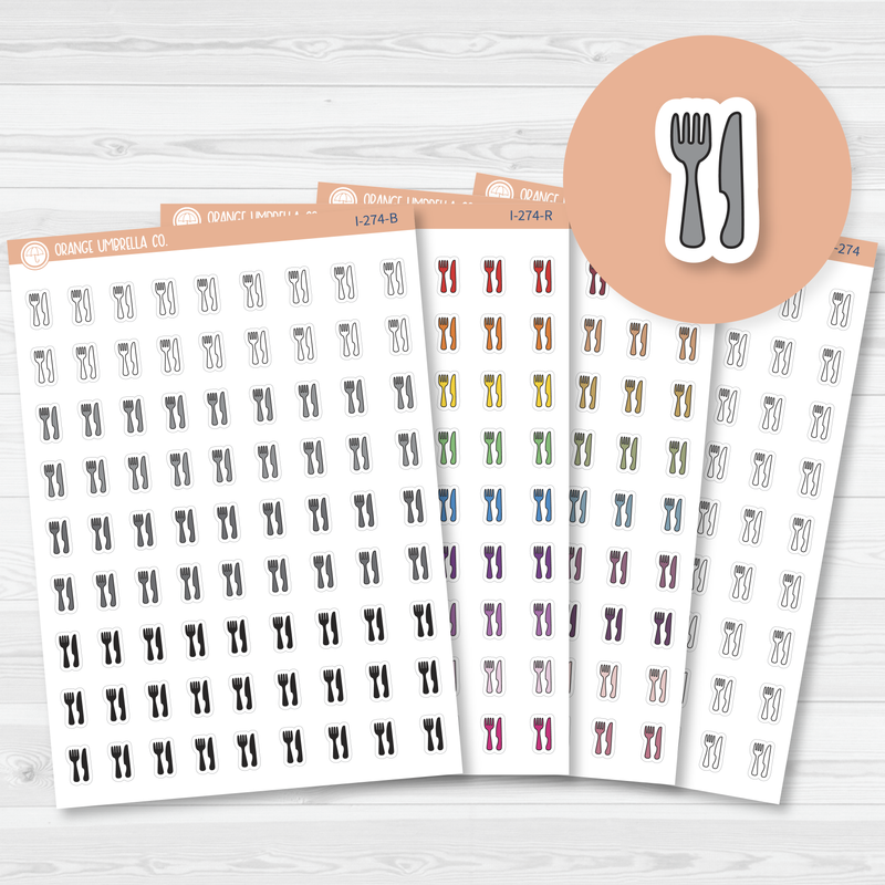 Fork and Knife Icon Planner Stickers | I-274