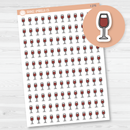 Red Wine Icon Planner Stickers | Hand Doodled Labels | I-276