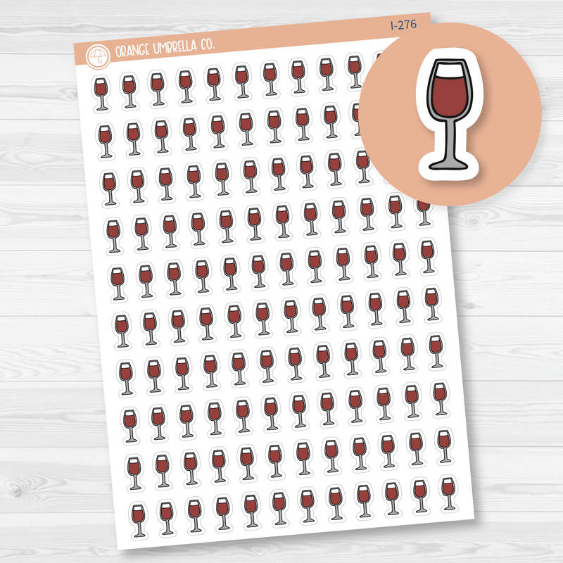 Red Wine Icon Planner Stickers | Hand Doodled Labels | I-276