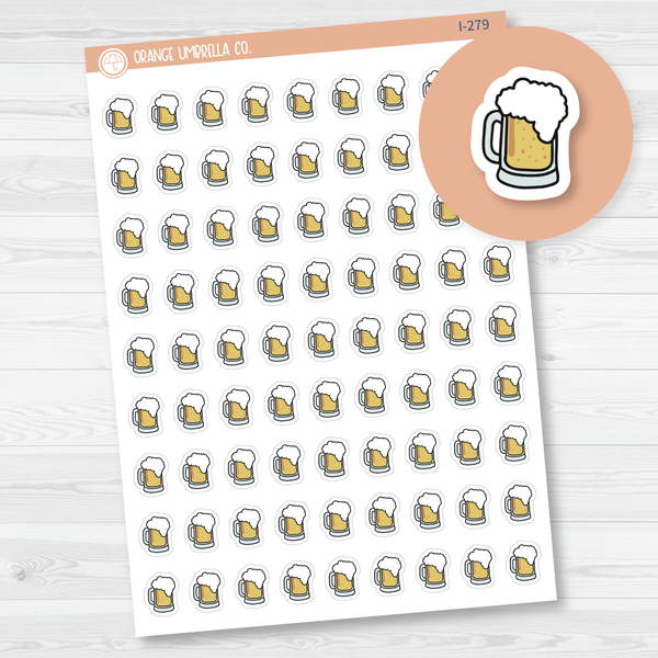 Beer Mug Icon Planner Stickers | Hand Doodled Labels | I-279