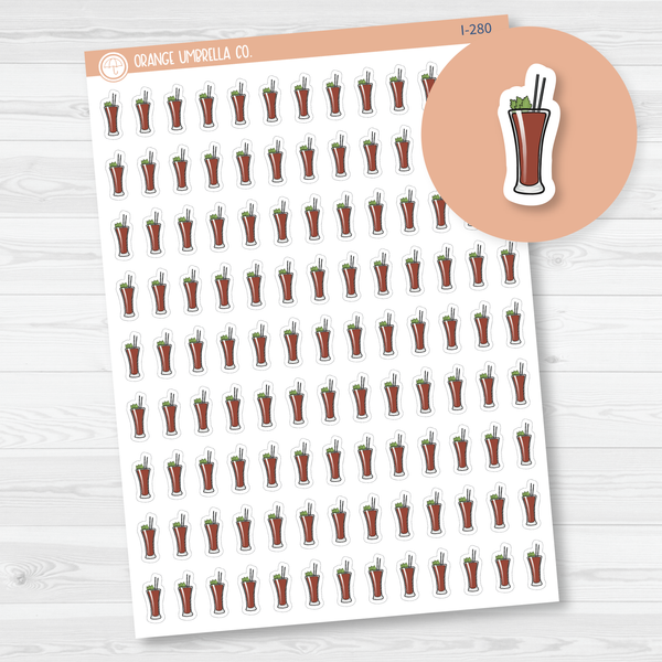 Bloody Mary Icon Planner Stickers | Hand Doodled Labels | I-280