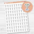 Martini Icon Planner Stickers | Hand Doodled Labels | I-282