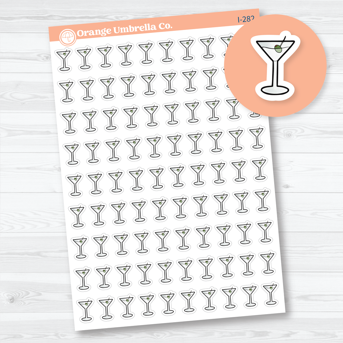 Hand Doodled Martini Icons | Cocktail Planner Stickers | I-282