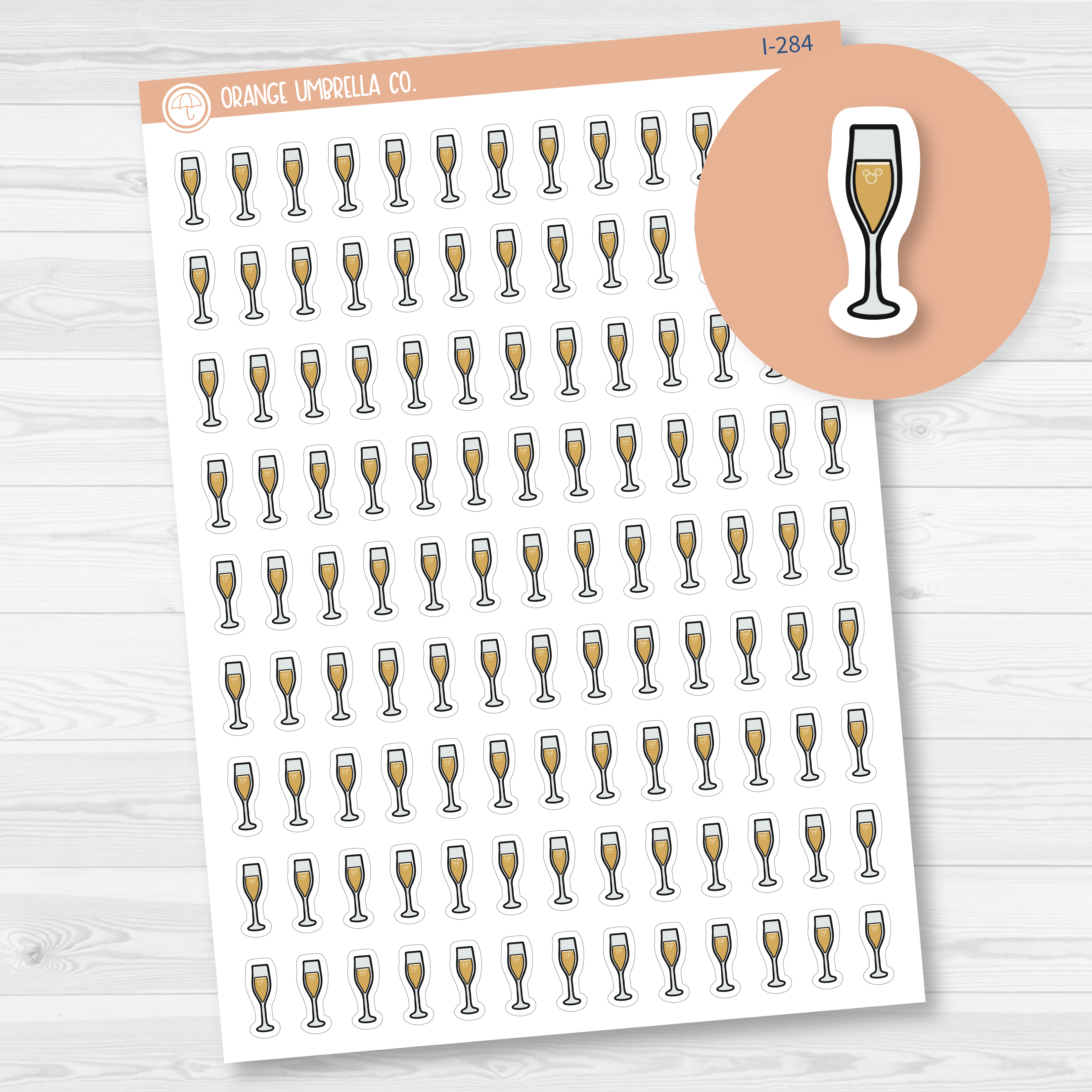 Champagne Icon Planner Stickers | Hand Doodled Labels | I-284