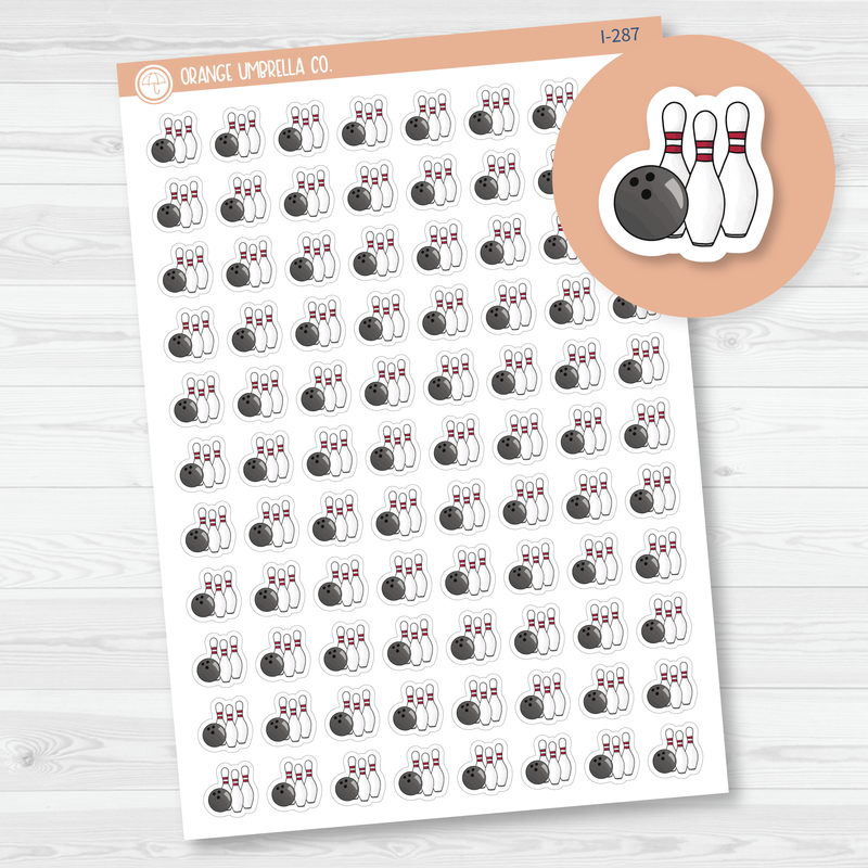 Bowling Ball and Pins Icon Planner Stickers | I-287