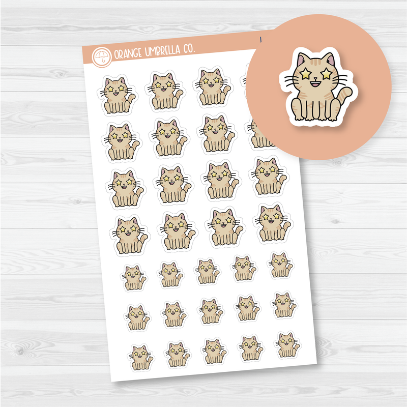 Spazz Cat Starry Eyed Icon Planner Stickers | I-290