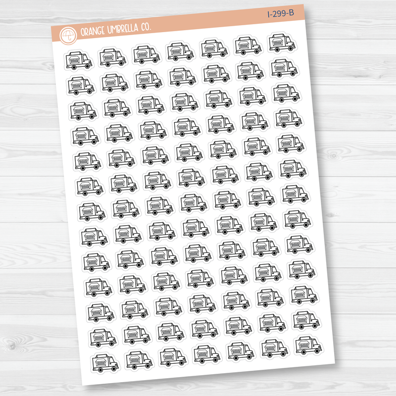 Food Truck Hand Doodled Icon Planner Stickers | I-299