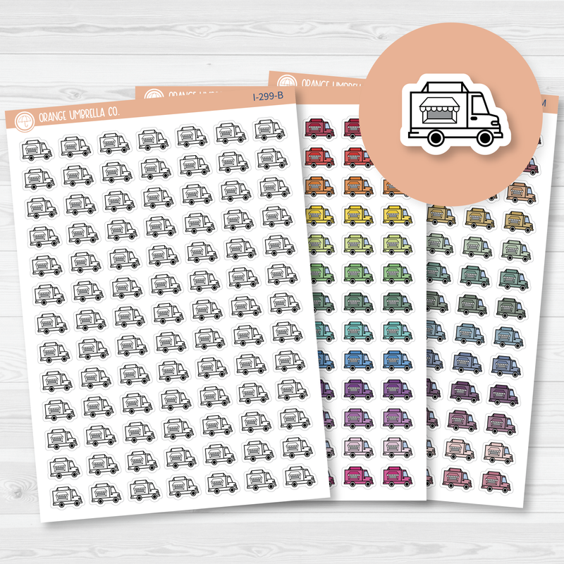 Food Truck Hand Doodled Icon Planner Stickers | I-299