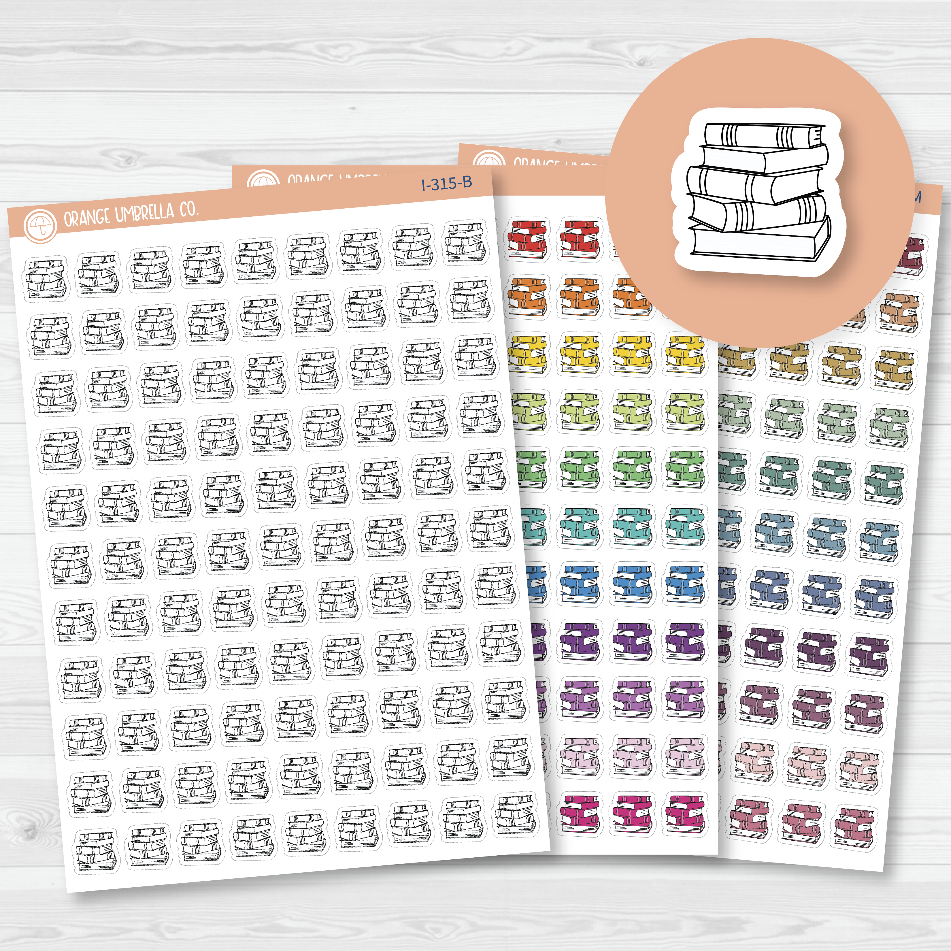 Book Stack Icon Planner Stickers | I-315