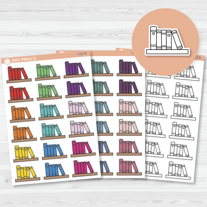 Books on Shelf Icon Planner Stickers | I-317