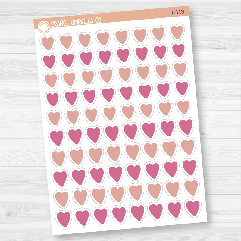 Tiny Hearts Icon Planner Stickers, Icon Tiny Hearts Labels, Color Print Planning Stickers (I-319)